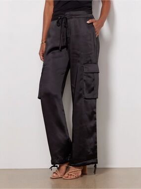 Evereve Sanctuary Eve Black Satin Cargo Pants
